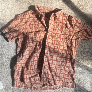 Eddie Bauer Orange Casual Button Down Shirt (L)